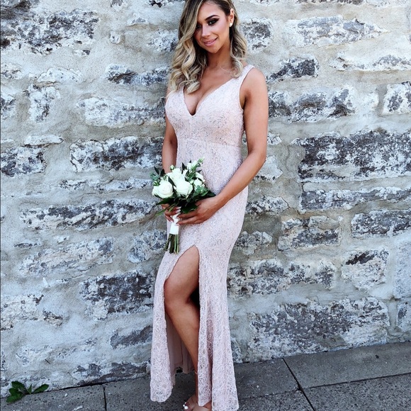 Blush pink deep v maxi dress - Picture 1 of 1
